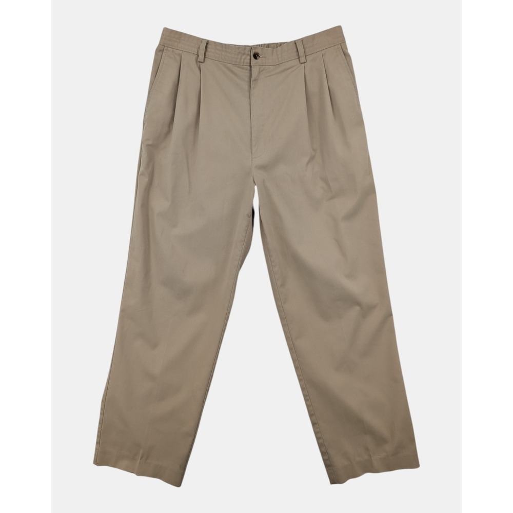 Vintage TravelSmith Men's 38 Khaki Travel Pants Pleated Relaxed Straight Leg